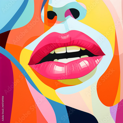 lips in minimalist style psychedelic collage