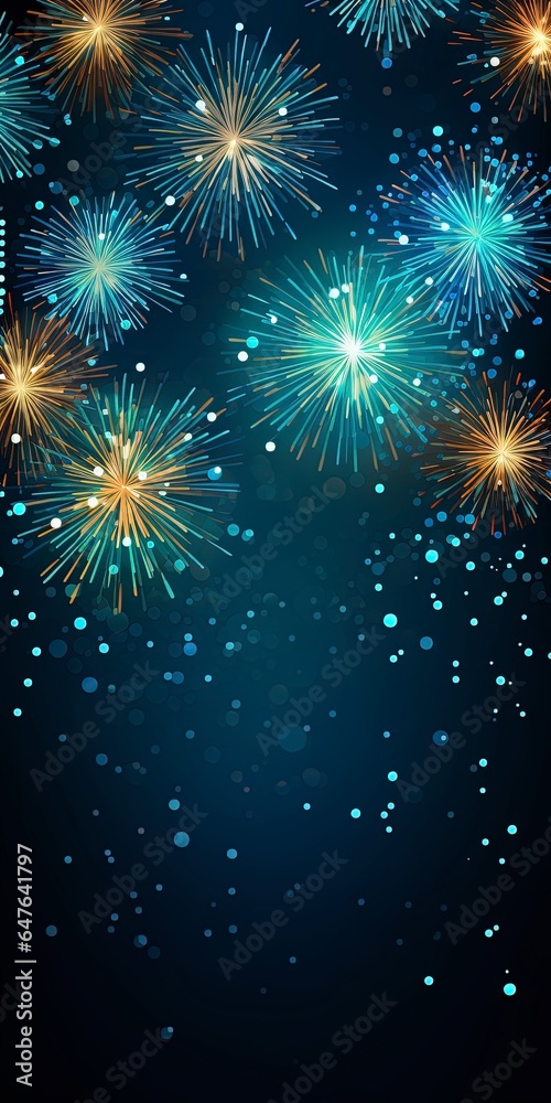 Obraz premium New Years banner with fireworks on a dark background with room for copy text.