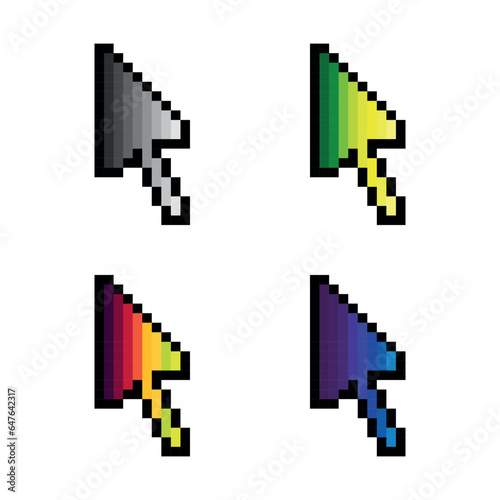 Pixel mouse cursor arrow. Gradient color mouse cursor arrow collection. Press or click