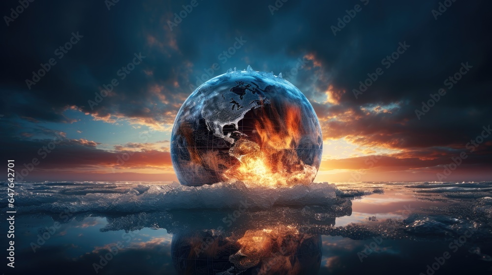 Ecological catastrophy. planet Earth wrapped in a delicate balance of ...