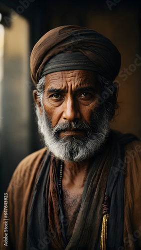 portrait of a serious-faced Hindu