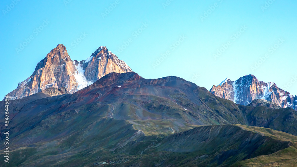 the Caucasus mountain range in Georgia. Ushba Mountain landscape