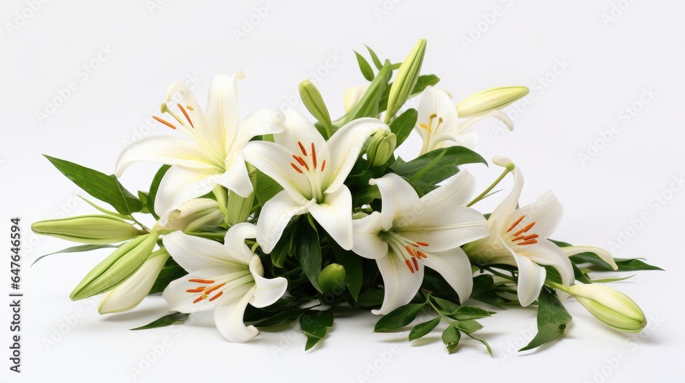 Lilies bouquet on a white background