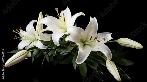 Lilies bouquet on a black background