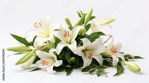 Lilies bouquet on a white background