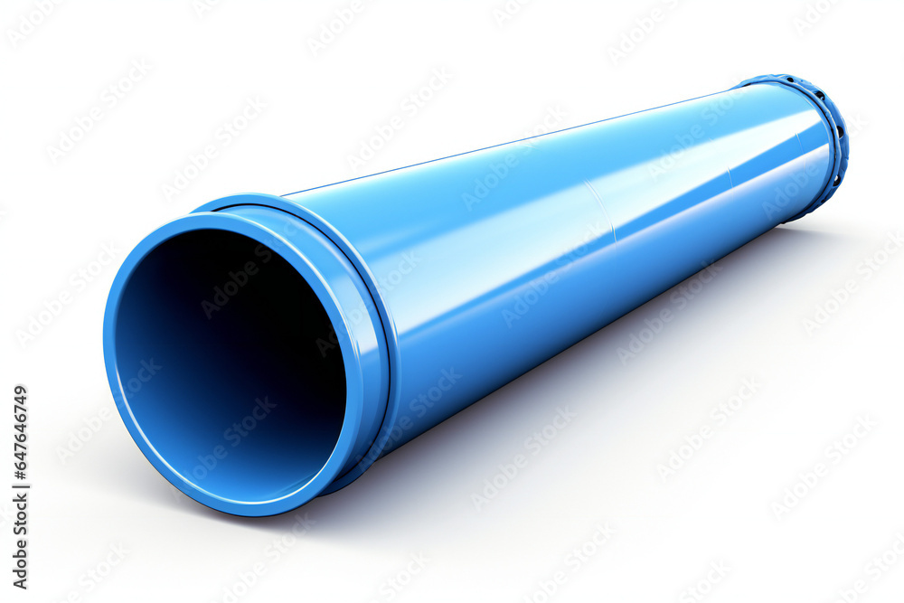 Large pipe with blue coating, isolated on white background Large pipe with blue coating, isolated on white background