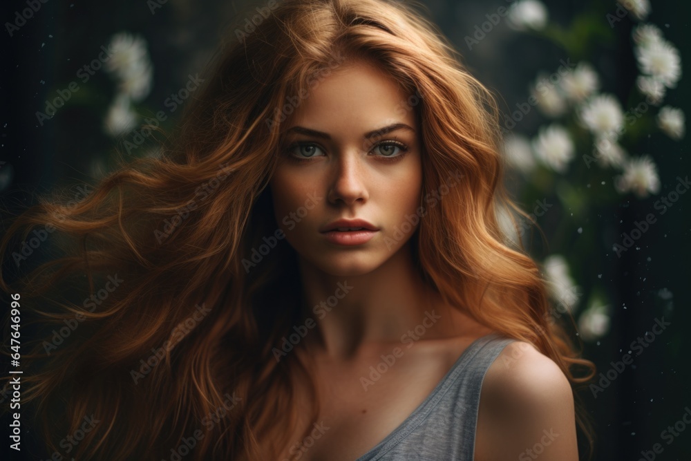 Portrait of a gorgeous brown woman with long waving hair on a dark rock background. Portrait of a gorgeous brown woman with long waving hair on a dark rock background.