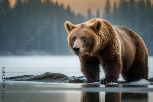 brown bear in the lake © Sébastien Jouve