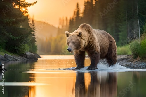 bear in the water