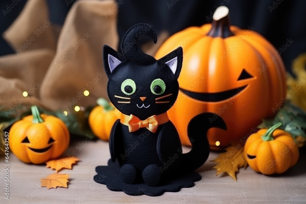 Craft diy from felt black cat. halloween diy Craft diy from felt black cat. halloween diy