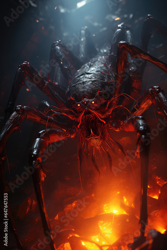 The Looming Terror of a Creepy Giant Horror Spider: An Illustration by Generative AI