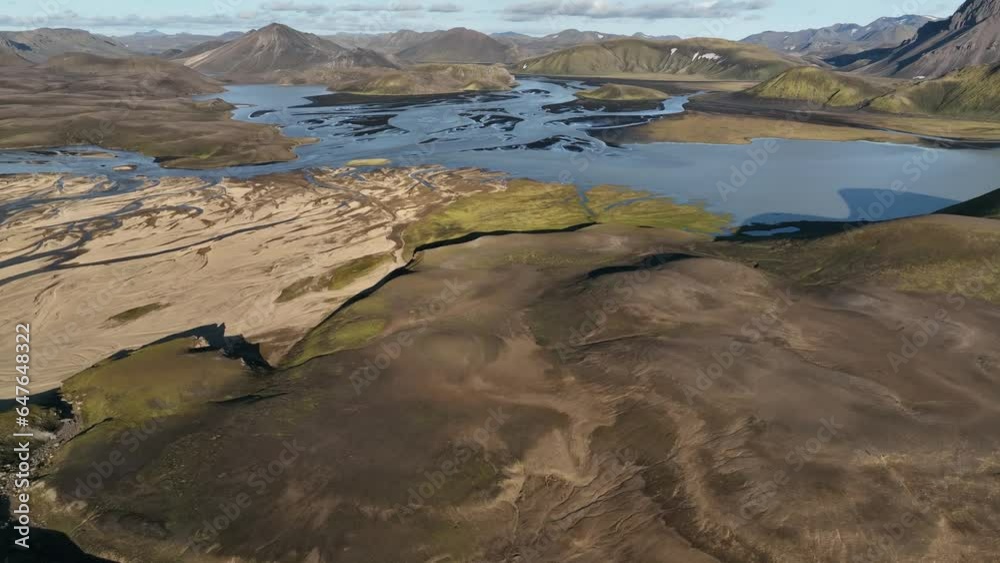 Aerial view of Iceland highlands & mountains during summer Aerial view of Iceland highlands & mountains during summer