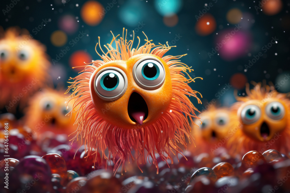 Funny orange monster with eyes and mouth. 3d illustration. Funny orange monster with eyes and mouth. 3d illustration.