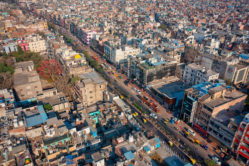 Aerial view of historical and tourist attractions capital city New Delhi, India. photo