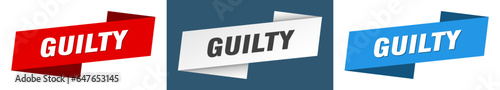 guilty banner. guilty ribbon label sign set