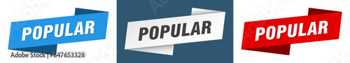 popular banner. popular ribbon label sign set