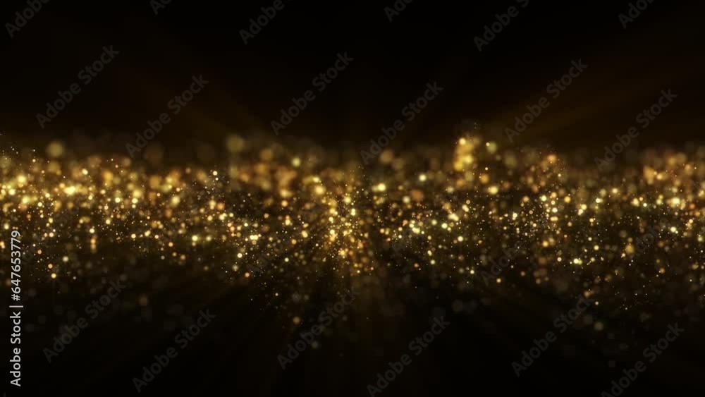 4k Gold Particles Line. Motion Background. Golden glitter particle ...