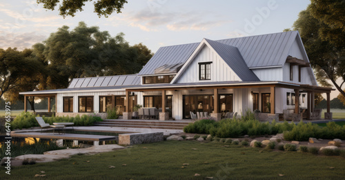 Modern Farmhouse: A blend of traditional comfort and modern flair, with natural textures and materials. © GustavsMD