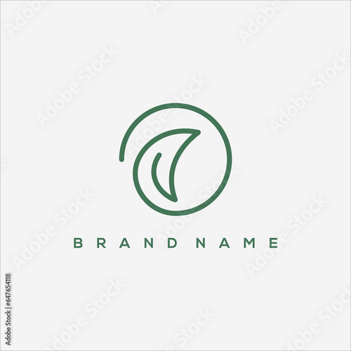 circle natural line art logo vector