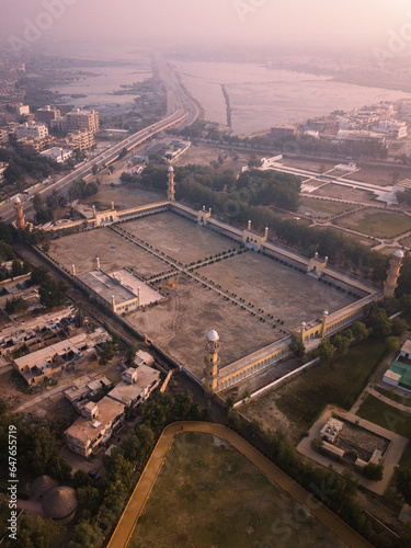 Aerial view of Mosque in Hyderabad, Sindh, Pakistan.