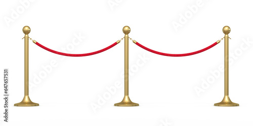 3d render Barrier rope (isolated on white and clipping path)
