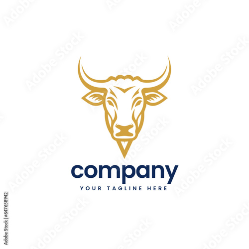 head of buffalo cow cart bull cattle dairy farm pet mascot emblem sports logo illustration icon flat t shirt design