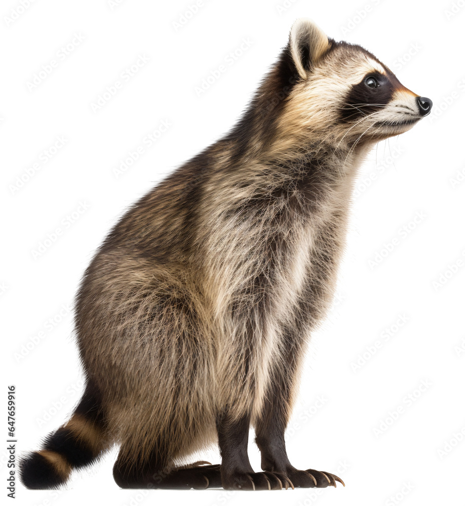 Raccoon isolated on the transparent background PNG.