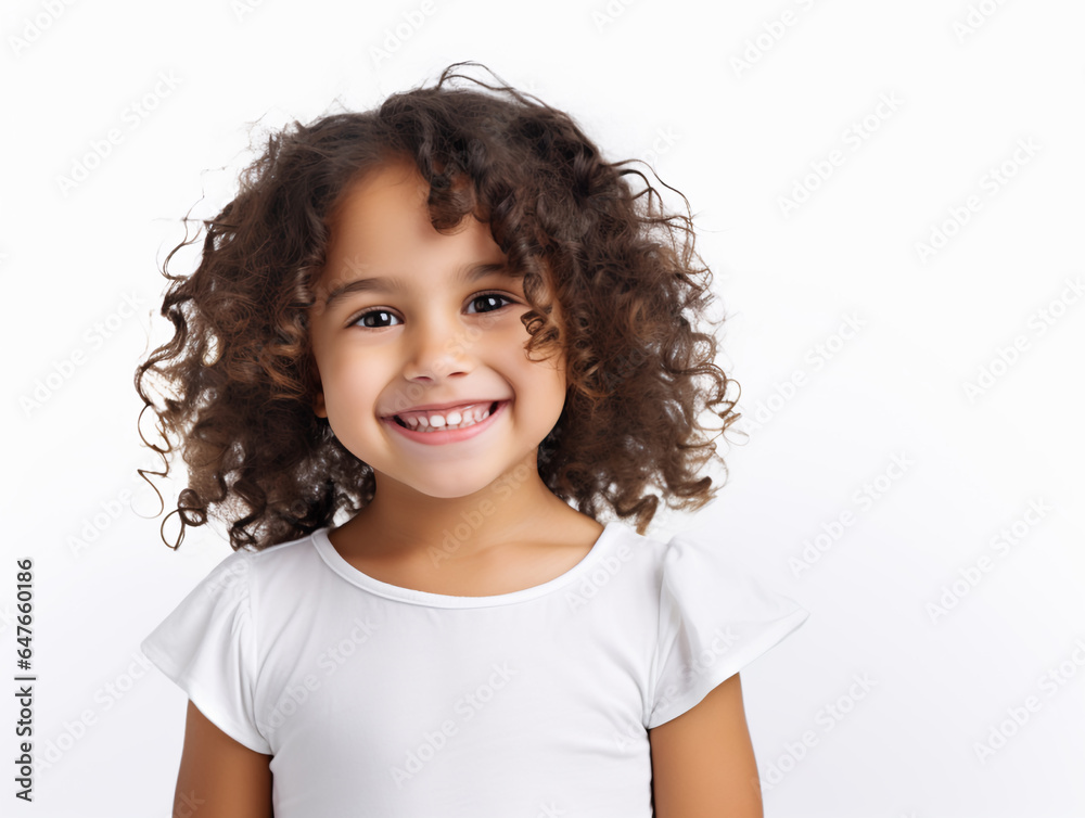 A close-up photo portrait of a smiling little girl, Generative AI A close-up photo portrait of a smiling little girl, Generative AI