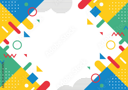 Style Memphis bleu coloré en taille carrée. Fond créatif abstrait. Modèle de publicité ou de bannière avec espace de copie pour le texte. Illustration de conception graphique moderne