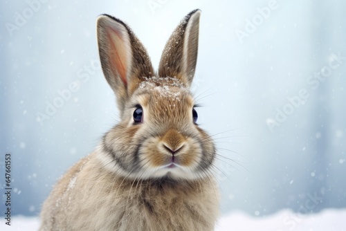 Bunny profile in studio on light grey background