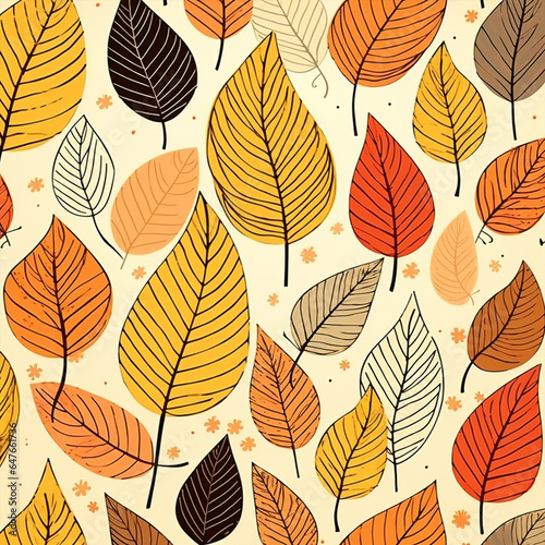 Art print plant leaf background illustration design set nature autumn pattern abstract