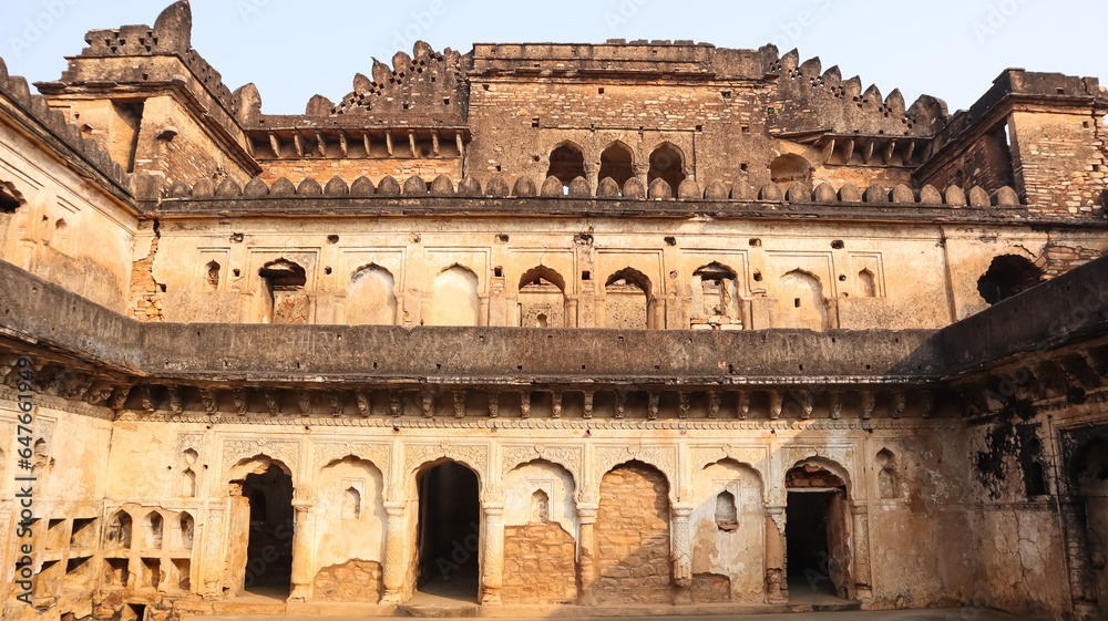 Ruin Views of Aman Singh Palace of Kalinjar Fort, 13th Century Fort, Kalinjar, Uttar Pradesh, India.