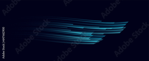 Neon speed lines. Dynamic light motion traces. Light trace wave, trace line.	