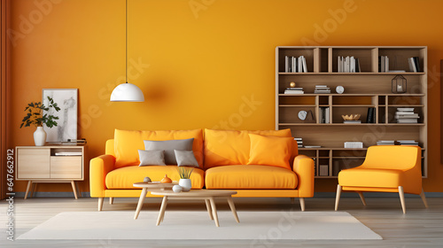 sophisticated living room in light shades of yellow  overtone.