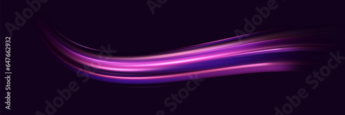 Neon speed lines. Dynamic light motion traces. Light trace wave, trace line.	