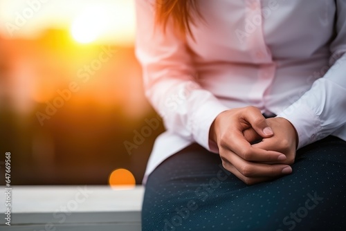 Wallpaper Mural Woman with depression, stomach pain due to depression and stress. Torontodigital.ca