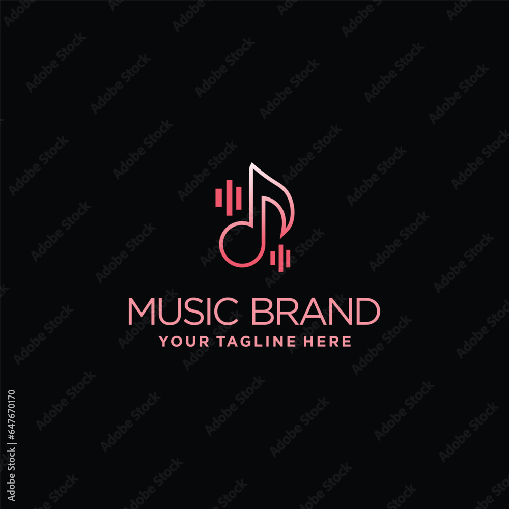 Vector music logo design with simple and minimalist style premium vector