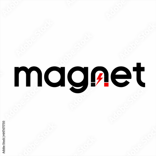 Magnet logo design. letter magnet with its symbol on the letter N.