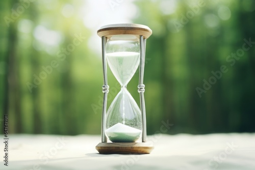 Hourglass with Red Sand Sitting Atop, Symbolizing the Continuous Flow of Time and the Countdown of Moments in a Visual Temporal Concept