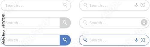 Search bar vector design element. Set of search bar boxes. UI interface template isolated on white background