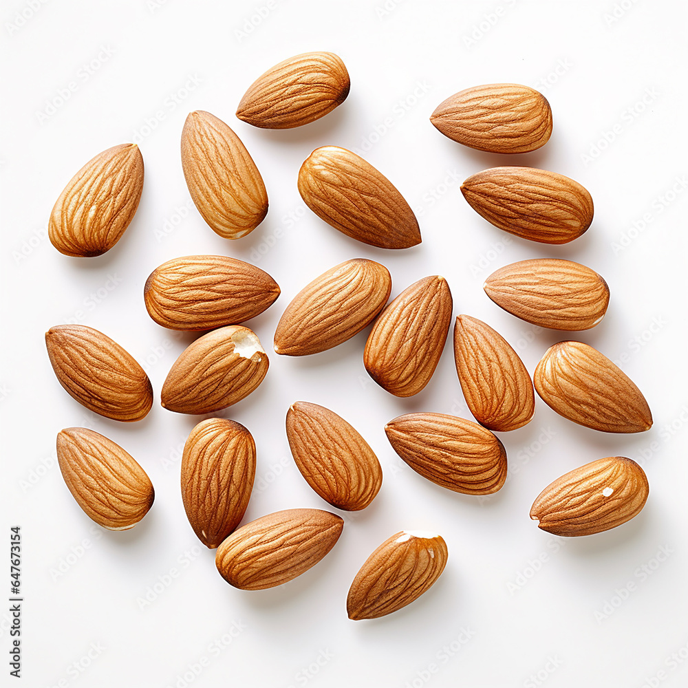 almonds on white background almonds on white background