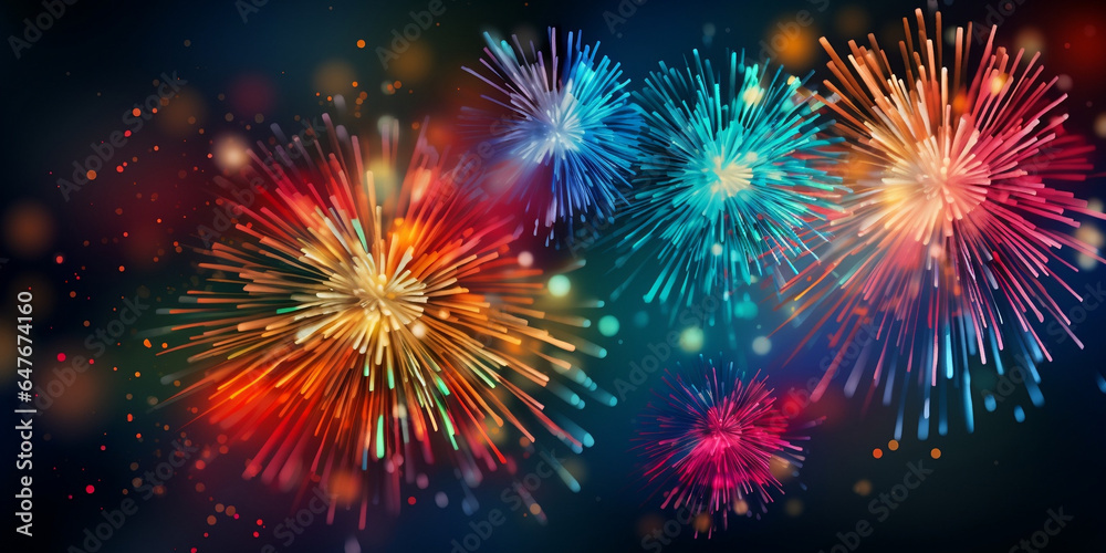 Naklejka premium Festive Fireworks, A Colorful Celebration of New Year and Christmas