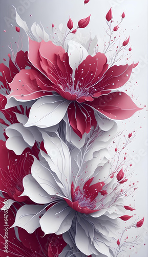 Colorful floral background . Template with flowers for greeting card. AI