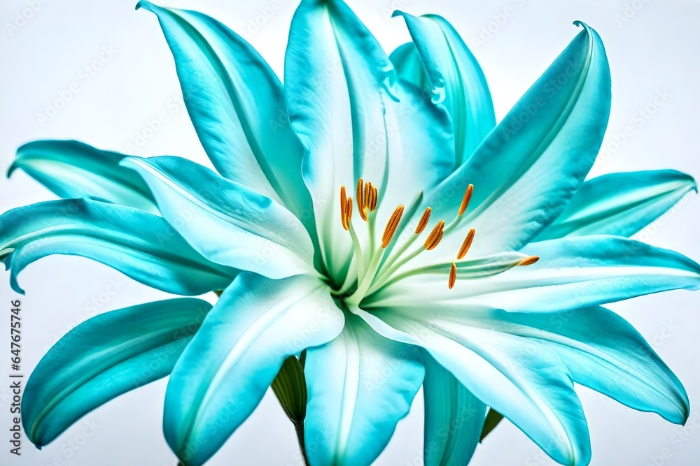 blue water lily isolated on white background - obrazy, fototapety, plakaty 