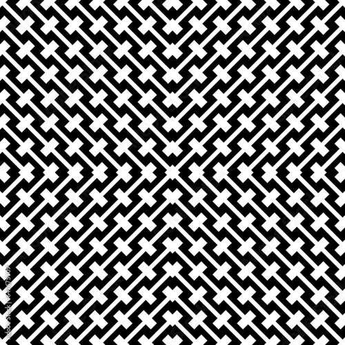 Seamless surface pattern design with ethnic embroidery ornament. Repeated black zipper lines wallpaper. Zigzag stripes. Jagged linear motif. Digital paper for page fills, web designing, textile print.