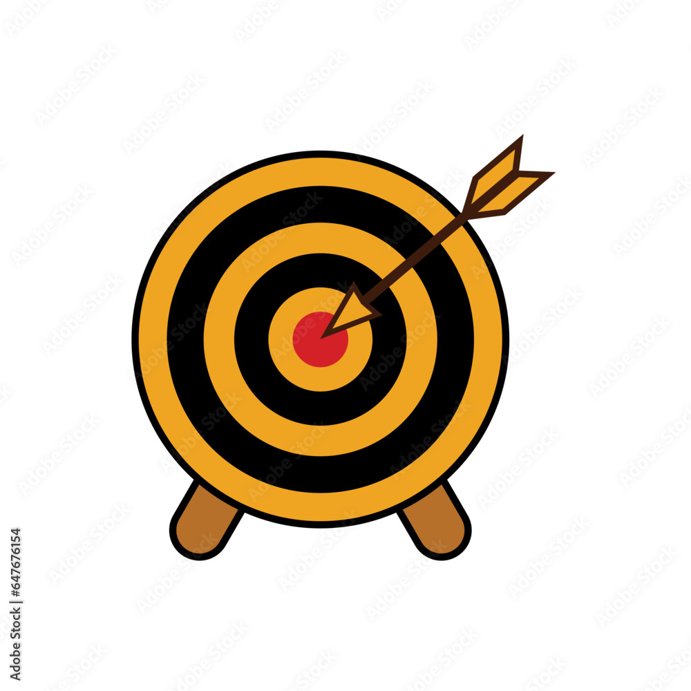 Arrow hitting the round target vector for business target illustration concept Arrow hitting the round target vector for business target illustration concept