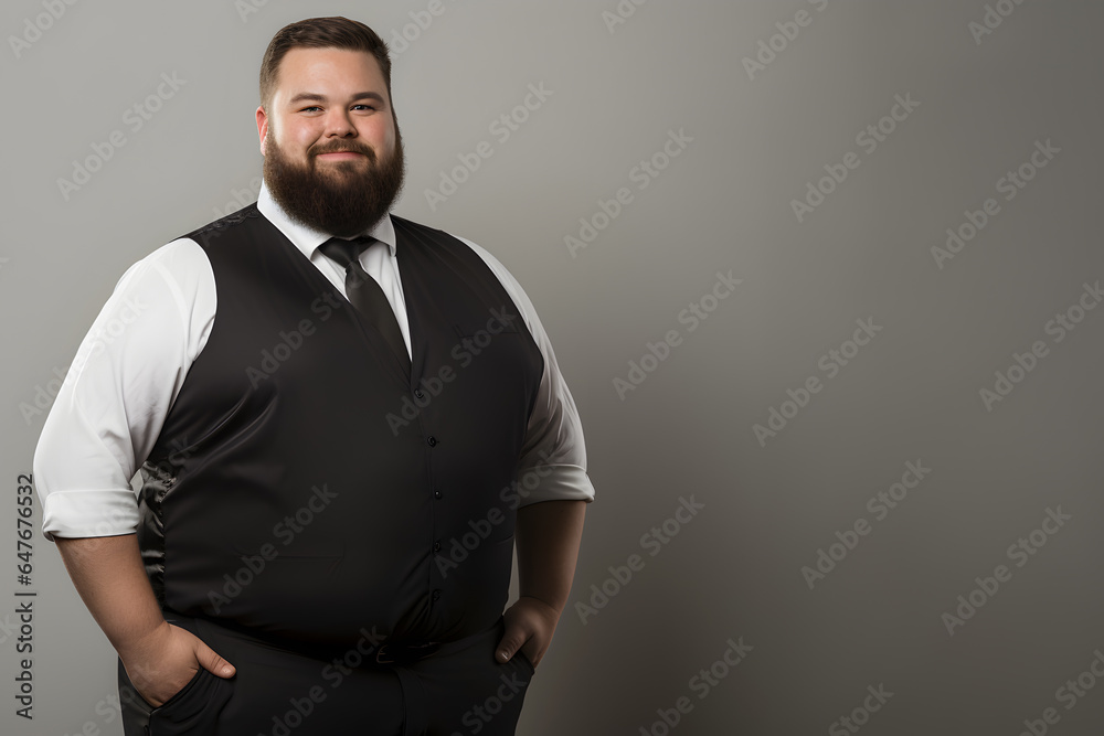 Plus size manager in photography studio isolated background Businessman, CEO, big boss, Plus size person, Fat male employer, Generative AI Plus size manager in photography studio isolated background Businessman, CEO, big boss, Plus size person, Fat male employer, Generative AI