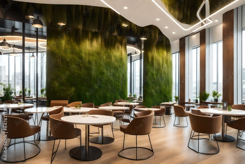 interior of restaurant with grassy walls