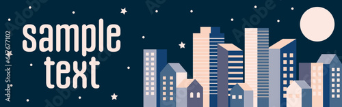 バナーセット_ビル群_夜空