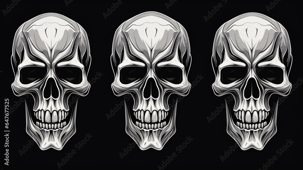 skulls black and white design